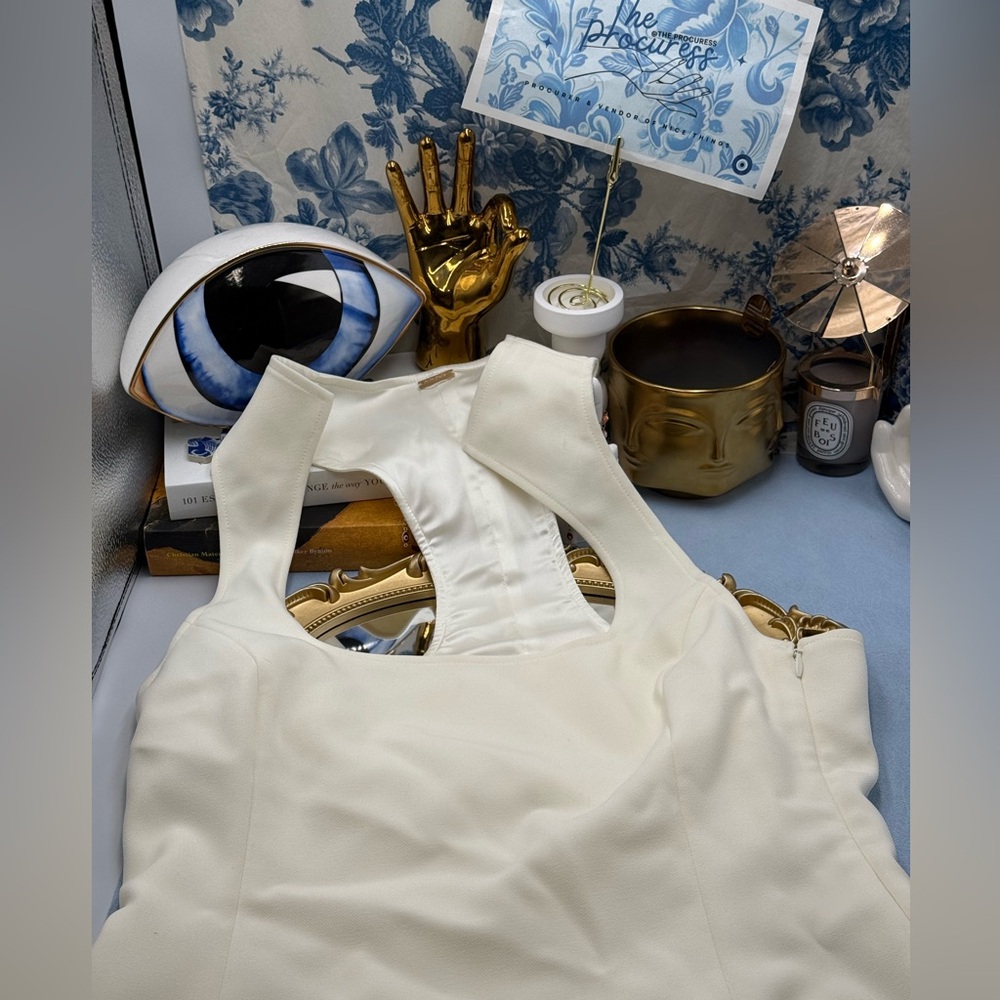 🆕 CULT GAIA 🧿 NWOT Akaia White Linen-Blend Mini Dress, Sz US 12 - Picture 14 of 17
